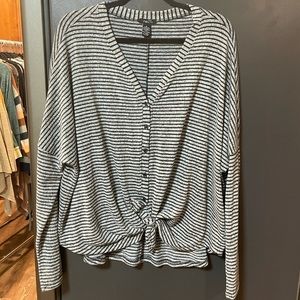 Striped Button-Up Sweater/Cardigan